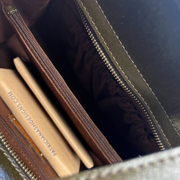 Patricia Nash Bruna Tooled Satchel Bag Purse Olive Green Gold CutOut NWT A1 - Picture 11 of 12